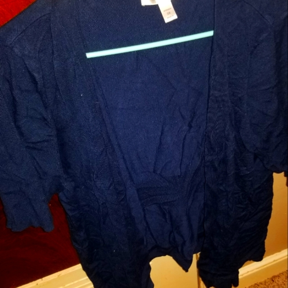 blue 3/4 sleeve cardigan size 2x